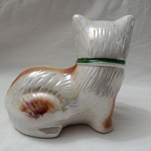Beautiful Handpainted Ceramic Cat  Iridescent Pearlized Lusterware - Picture 3 of 7